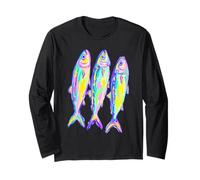 Poissons colorés de Sardines avec Ambiance Estivale Pop Art Preppy Manche Longue
