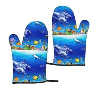 Poissons coralliens des Fonds Marins,Gants de Cuisine antidérapants et résistants à la Chaleur, pour Le Four et la pâtisserie (Paire).