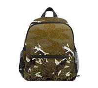 Poissons De Danse D’Art D’Or Sac à Dos Enfant Sac d'École Maternelle Préscolaire Étudiant Scolaire Cartable pour Les d'Âge de La Âgés de 2 à 7 Ans Garçons Filles