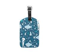 Poissons De Fleur Bleue Etiquettes à Bagages de Valises Voyage en Cuir Etiquette Nom Adresse ID Tags Drôle pour Les Garçons Filles(3PACK)