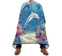 Poissons De Mer, Corail, Dauphin Unisexe Cape De Barbier Pleine Longueur Robe De Coiffure Résistant Aux Taches Cape De Coiffure Pour Usage Domestique Coupe Et Coloration 168X140Cm