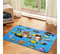 Poissons de mer tropicaux,Tapis d'alimentation pour Animaux de Compagnie, Sets de Table en Cuir PU pour Chats et Chiens,30x45cm