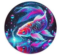 Poissons Koi 1000 Pièces Puzzle Circulaire Arts créatifs Puzzles Classiques Pression Réduite Puzzle Difficile Impossiblepour Adultes Cadeaux 1000pcs (67.5x67.5cm)