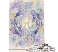 Poissons Koi Aquarelle Puzzle en Bois 1000 Pièces, Décor Japonais