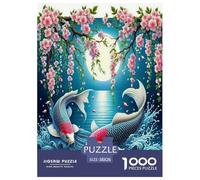 Poissons Koi Puzzles Jeu De Puzzle Pièces Parfaitement Assorties 1000 Pieces Bonne Chance Koi Casse-tête Qualité Premium pour Adultes Et Enfants 38x26cm/1000pcs