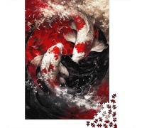 Poissons Koi Yin Yang 1000 Pièce Carton Extra Épais Puzzle Classique Collecteurs Impossible Difficile Défi du Jeu Éducatif 38x26cm/1000pcs