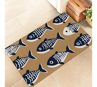 Poissons Nautiques Rétro Tapis De Douche Anti-Salissures Paillasson Intérieur Lavable en Machine Paillasson D'Entree pour Porte Baignoire Cuisine 40X60Cm
