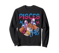 Poissons Noir Fille Anniversaire Femmes Baskets Ongles Zodiac Sweatshirt