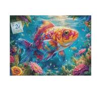 Poissons Tropicaux Colorés 500 Pièces Puzzle Famille en Carton Rigide Difficulté Moyenne Activité Familiale Anti-Stress Loisir Créatif Idée Cadeau Anniversaire Premium 500 PCS