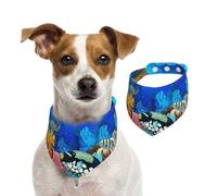 Poissons tropicaux colorés, Corail nageant dans Les Profondeurs de l'océan,Bandanas pour Chien, écharpe en Coton, Bavoirs réglables pour Animaux de Compagnie,S