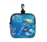 Poissons tropicaux sous-Marins,Pochette de Rangement carrée à Fermeture éclair, Porte-Monnaie en néoprène, Petit Portefeuille, Pochette à Monnaie, Porte-Monnaie