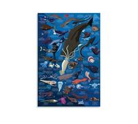 Poissons variés dans la chambre de l'océan 20 x 30 cm