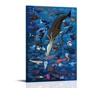 Poissons variés dans la chambre de l'océan 20 x 30 cm