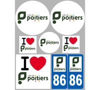 Poitiers - 8 Autocollants Variés - Sticker/Autocollant