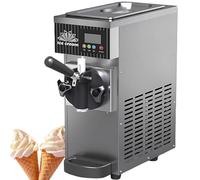 PoiToe Machine à Glace à L'italienne Conviviale pour La Maison, De Comptoir, Rendement De 4 à 5 Kg/H. Pré-Refroidissement, Nettoyage Automatique, Sorbetière à écran LCD 220V-Grey