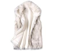 POIUIYQA 2024 Gilet Court Femme Fausse Fourrure Manteau Sans Manches Col debout Cardigan Imitations Fourrure Automne Hiver Chaud Pas Cher Grande Taille