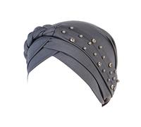 POIUIYQA Bonnet Chimio Femmes Perle De Perles Chapeau L'islam Chapeau en Turban Bonnet Bambou Coton Bonnet de Nuit Musulman Slouchy Soft Turban Chapeaux