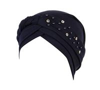 POIUIYQA Bonnet Chimio Femmes Perle De Perles Chapeau L'islam Chapeau en Turban Bonnet Bambou Coton Bonnet de Nuit Musulman Slouchy Soft Turban Chapeaux