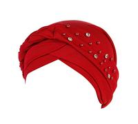 POIUIYQA Bonnet Chimio Femmes Perle De Perles Chapeau L'islam Chapeau en Turban Bonnet Bambou Coton Bonnet de Nuit Musulman Slouchy Soft Turban Chapeaux