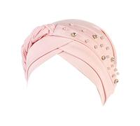 POIUIYQA Bonnet Chimio Femmes Perle De Perles Chapeau L'islam Chapeau en Turban Bonnet Bambou Coton Bonnet de Nuit Musulman Slouchy Soft Turban Chapeaux