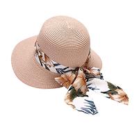 POIUIYQA Chapeau de Paille pour Femmes Capelines de Soleil D’Été Capelines de Plage à Large Bord Chapeaux Tuniques Pliables à roulettes pour Femmes Dame et Fille Beach Visiere