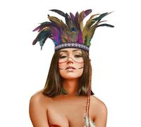 POIUIYQA Coiffe Indienne Bandeau Plume Coiffe Plumes de Paon Bandeau à Bresilienne Plume Carnaval Deguisement Indien Femme Accessoire Femme Annee 20 Hippie Tribal Carnaval Fête à Thème