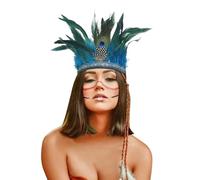 POIUIYQA Coiffe Indienne Bandeau Plume Coiffe Plumes de Paon Bandeau à Bresilienne Plume Carnaval Deguisement Indien Femme Accessoire Femme Annee 20 Hippie Tribal Carnaval Fête à Thème