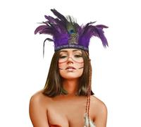 POIUIYQA Coiffe Indienne Bandeau Plume Coiffe Plumes de Paon Bandeau à Bresilienne Plume Carnaval Deguisement Indien Femme Accessoire Femme Annee 20 Hippie Tribal Carnaval Fête à Thème