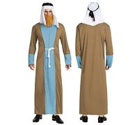 POIUIYQA Costume berger, Déguisement de Saint Joseph pour homme, crèche, carnaval, Robe et bandeau, Déguisement homme Berger, Costumes de Carnaval,Tenue Messie, Prophète
