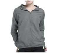 POIUIYQA Coupe Vent Femme Impermeable Veste De Pluie Avec Capuche LéGèRe SéChage Rapide Couleur Unie Veste Sport Femme Avec Fermeture éClair Fine Respirant Veste D'ExtéRieur Pour Les Voyages Et Le
