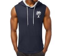 POIUIYQA Débardeur à Capuche pour Homme - Imprimé Noix de Coco - sans Manches - Col Rond - Sweat à Capuche Fin et léger - Respirant - pour la Plage, Les Vacances