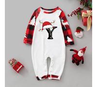 POIUIYQA Family Christmas Pyjamas Set New Alphabet Matching Xmas Pajama Sets Cute Funny Vacation Holiday Couple Initials Sleepwear Sets Christmas Pjs for Family Babies Babies