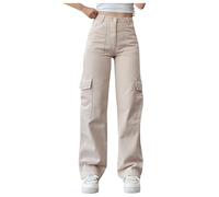 POIUIYQA Femme Stretch Pantalon Patte D'Elephant Large Bootcut Cargo Multi Poches Elastique Taille Haute Flare Travail Ado Y2K Casual Classique Streetwear Pantalon