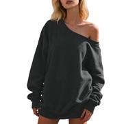 POIUIYQA Haut Femme Chic Et Elegant Pull Femme Doux Women Cute Off The Shoulder Sweater Sexy Long Sleeve Knit Loose Fit Pullover Top Going Out Knitwear Jumper Vetement Hiver Pull Chaud