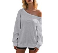 POIUIYQA Haut Femme Chic Et Elegant Pull Femme Doux Women Cute Off The Shoulder Sweater Sexy Long Sleeve Knit Loose Fit Pullover Top Going Out Knitwear Jumper Vetement Hiver Pull Chaud