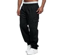 POIUIYQA Hommes Pantalons Cargo Elastique Taille Droite avec Poches Classique Cargo Pantalon Couleur Unie Casual Pants Droit Bas Pantalon Mode Pantalon