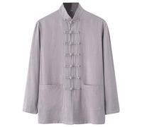 POIUIYQA Lâche Tai Chi Uniformes Hommes Chinoise Traditionnelle Kung Fu Vêtements Coton Linge de linge Chun Vêtements Travaux à Manches longues Hanfu Jacket Chemises Costume