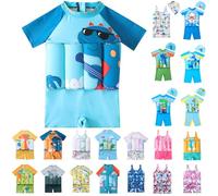 POIUIYQA Maillot de Bain Bouée Intégré Bebe Fille Flotteur Piscine Maillots Bébé Garçon Bouee Flottant Enfant Gilet Natation Sauvetage Flottaison Dinosaure Brassard Garcon 1-4 Ans