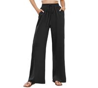 POIUIYQA Pantalon de yoga pour femme - Jambe droite - Extensible - Uni - Taille haute élastique - À enfiler - Pantalon habillé avec poche S-XL