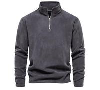 POIUIYQA Pull en micro-polaire pour homme avec demi-fermeture Éclair pour l'automne et l'hiver Sweats Homme Coton Knit Polaire Hiver Chaud Nouveau Slim Fit