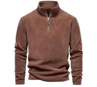 POIUIYQA Pull en micro-polaire pour homme avec demi-fermeture Éclair pour l'automne et l'hiver Sweats Homme Coton Knit Polaire Hiver Chaud Nouveau Slim Fit
