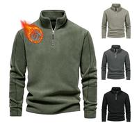 POIUIYQA Pull en micro-polaire pour homme avec demi-fermeture Éclair pour l'automne et l'hiver Sweats Homme Coton Knit Polaire Hiver Chaud Nouveau Slim Fit