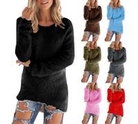 POIUIYQA Pull Femme Hiver Chaud Jacquard Col Roulé - Manteau Femme Hiver Chaud Pull Manches Longue Pulls Uni Manteau Décontractés Vêtements Doublée en Polaire Loungewear Blouse Grande Taille Haut