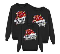 POIUIYQA Pulls Imprimé Noel Famille Sweat Femme Homme Enfants Famille Tops Christmas Sweaters Pulls De Noël Familles Col Rond Christmas Sweat-Shirts Manche Longue Hivers Chaud Femme
