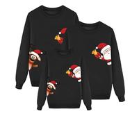 POIUIYQA Pulls Noel Famille Sweat Femme Homme Enfants Famille Longue Manches Tops Christmas Sweaters Pullss De Noël Familles Col Rond Christmas Sweat-Shirt Manche Longue Hiver Chaud Femme