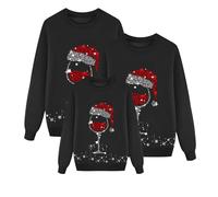 POIUIYQA Pulls Noel Famille Sweat Femme Homme Enfants Famille Longue Manches Tops Christmas Sweaters Pullss De Noël Familles Col Rond Christmas Sweat-Shirt Manche Longue Hiver Chaud Femme