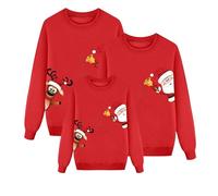 POIUIYQA Pulls Noel Famille Sweat Femme Homme Enfants Famille Longue Manches Tops Christmas Sweaters Pullss De Noël Familles Col Rond Christmas Sweat-Shirt Manche Longue Hiver Chaud Femme