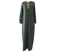 POIUIYQA Robe pour Femme Musulmane Robe Maxi de Prière Islamique Abaya Robe de Prière Musulmane Abaya Islamique Maxi Caftan Islam Pleine Longueur Robe