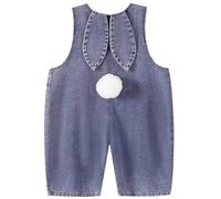 POIUIYQA Salopette pour enfants Salopette de Pâques pour Fille avec Queue de Lapin 3D - Jean Doux et Confortable pour Enfant - Tenue de Fête Idéale pour la Chasse aux Œufs et Dîner en Famille