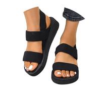 POIUIYQA Sandale Femme Espadrilles Femmes Sandale Compensées d'Été Plateforme Sandales Chaussures de Plage Bout Ouvert 6.5 CM Talon Compensé Noir Beige Kaki EU 36-43